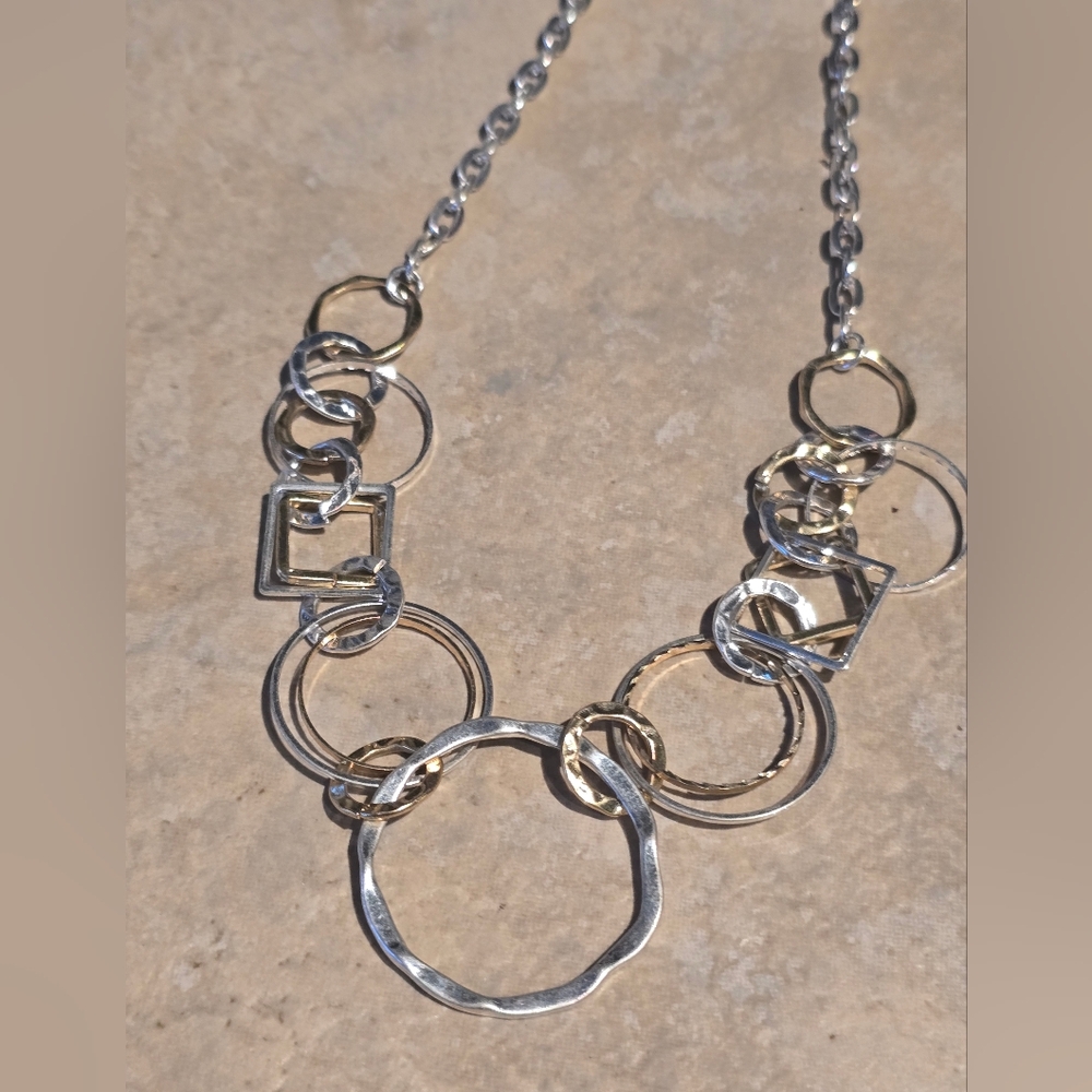 Silver tone mixed metals chain link Necklace